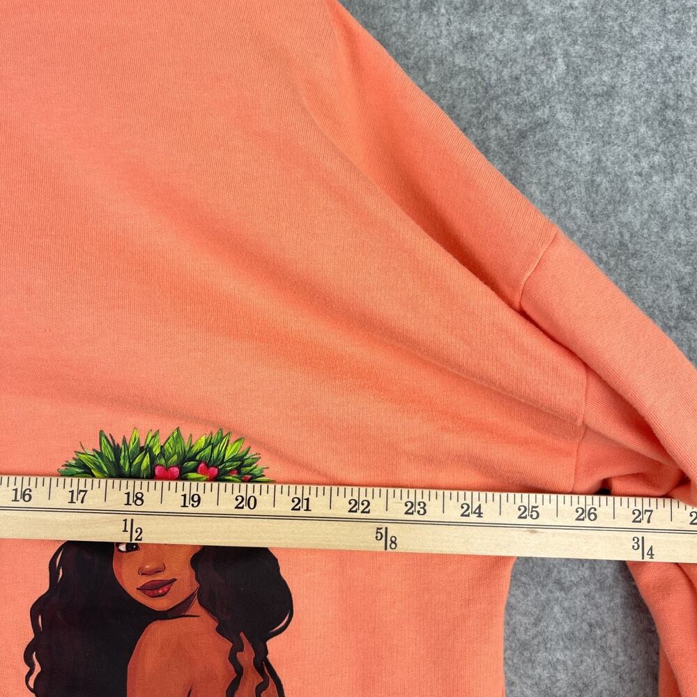 Disney Moana Sweatshirt Womens Large Orange Cropped Oversized Embroidered Tassel - Picture 7 of 13